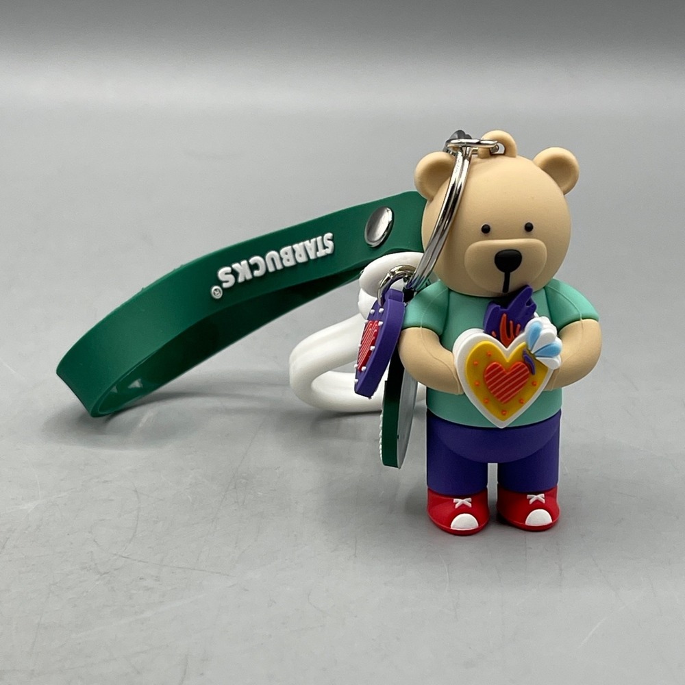 Starbucks Keychain Bearista Valentine Heart  Bag Clip Charm 2025 Mexico Wristlet